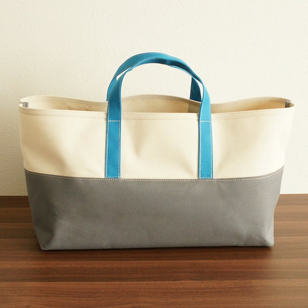 Tote Bag - water-repellent durable canvas - Blue/Grey