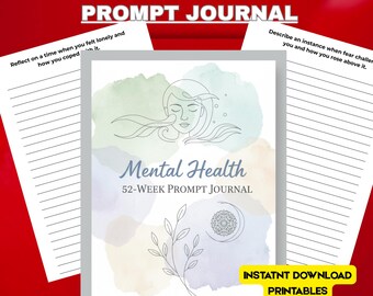52-Week Mental Health Prompt Journal | Self-Care & Mindfulness Workbook | Weekly Healing Prompts, Gratitude ,Reflection