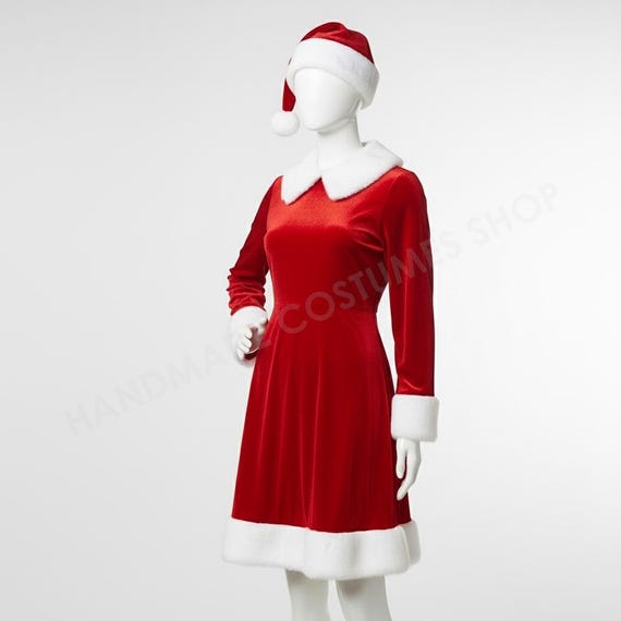 white christmas dresses Velvet Textured Square Neck Pocketed Mini Dress, Red / M