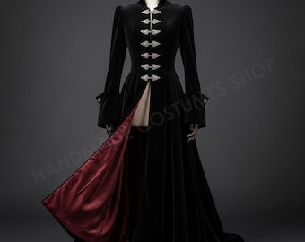 Abrigo de terciopelo gótico victoriano hecho a mano – Disfraz de vampiro unisex