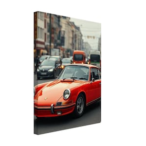 Vintage Red Car Canvas Print, Classic Automotive Wall Art