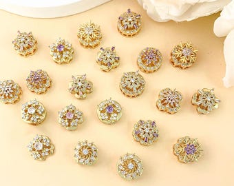 Perline distanziatrici in zircone a fiocco di neve, bracciali con perline geometriche traforate, collane, accessori per gioielli, un pezzo