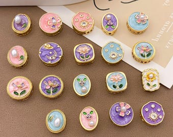 Braccialetto di accessori per gioielli con perline in stile dipinto a olio, distanziatori decorativi, pezzo unico