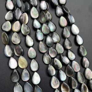 Gör-det-själv pärlemorhåraccessoar halsband armband 13*18 MM med svart snäckskal böjd tårformad