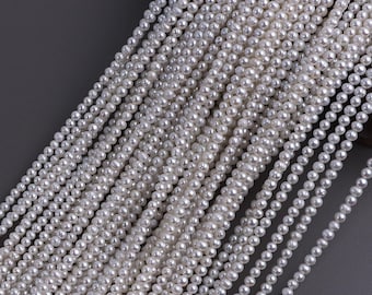 Perline di perle naturali d'acqua dolce piccole, sciolte, con filettatura da 3-4 mm, materiale per gioielli in perle fatto a mano, una stringa lunga circa 39 cm