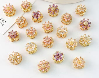 Braccialetto distanziatore con accessori per gioielli con fiori di perline in oro 18 carati, perline di stami, idea regalo per gioielli, 1 pezzo