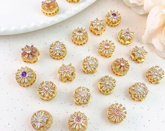 Braccialetto con accessori per gioielli con perline di zircone, distanziatori decorativi, pezzo unico