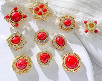 Accessori con perline distanziatrici rosse per gioielli con braccialetti di perline fatti a mano, un pezzo