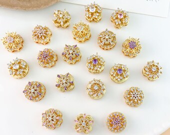 Perline distanziatrici in zircone a forma di fiocco di neve, accessori per gioielli con perline geometriche traforate, un pezzo