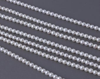 Perle d'acqua dolce naturali quasi rotonde da 3 mm, lucentissime, gioielli di perle fatti a mano, una collana lunga circa 39 cm