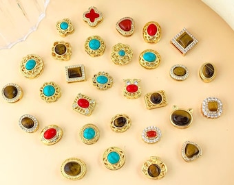 Braccialetto distanziatore con perline in occhio di tigre 18K, accessori per gioielli, perline distanziatrici, 1 pezzo