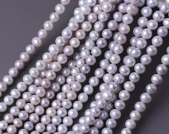 Collana di perle d'acqua dolce semi-rotonde da 7-8 mm, prodotto semilavorato, perle sciolte, una stringa lunga circa 39-40 cm