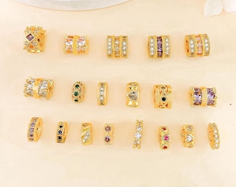 Bracciale con perline distanziatrici in zirconi 18K, un pezzo