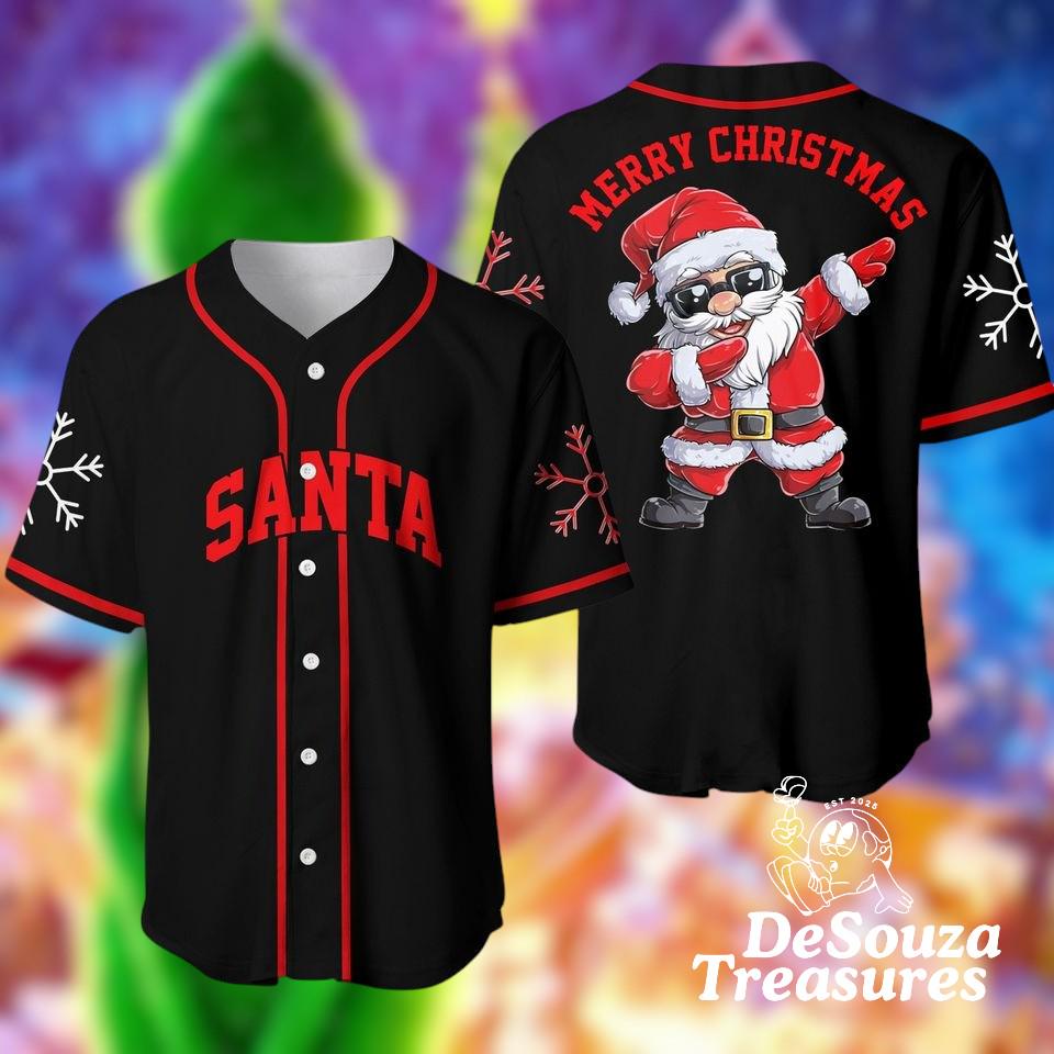 Discover Santa Claus Merry Christmas Baseball Jersey Holiday Santa Shirt Christmas Jersey