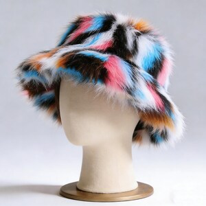 ✨NEW Vibrant Multicolor Faux Fur Hat MULTI COLOR FAUX FUR HAT ( 2870 MLT2 ) – Ohmyjewelry.com main image 3