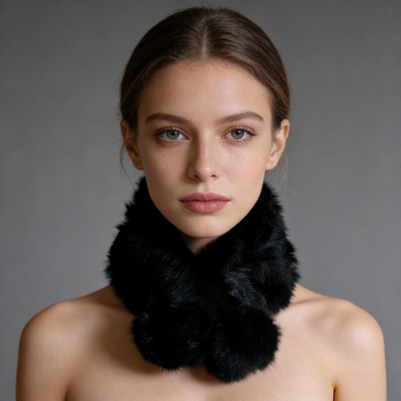 Real Rabbit Fur Scarf Knitted Neck Warm Collar Scarves Wraps Winter ...