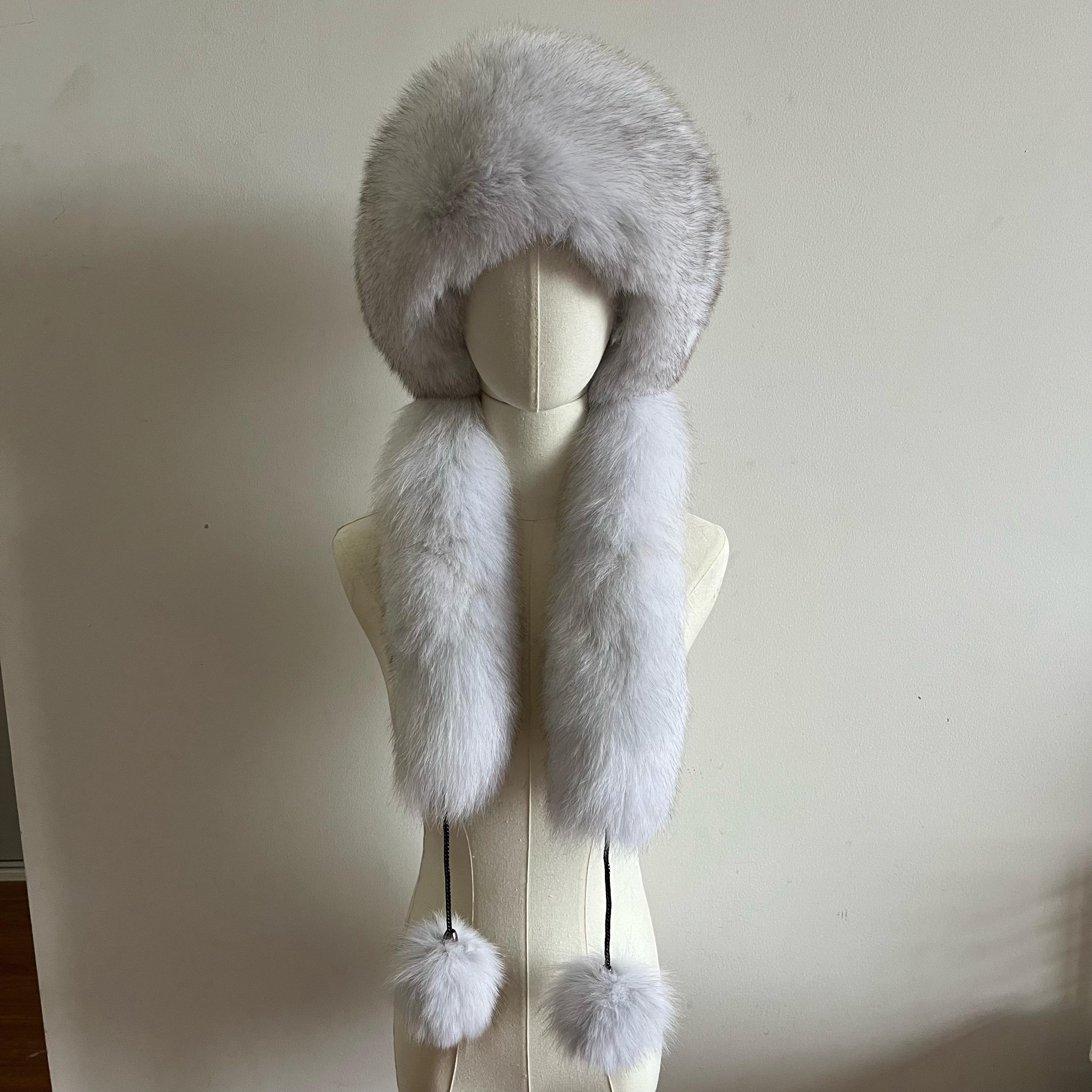 Vintage Russian Golden island fox fur teddy bear fur hoodie hat ski Mountain Icon – Golden Island Fox Fur Coat | Purple Shoshana  main image 4