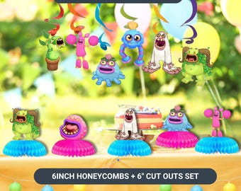 Singing Monsters Tableware banner plate cups napkins party supplies decoration happy birthday centerpiece decor baby shower boy girl kids