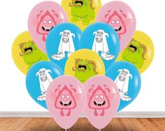 Singing Monsters Latex bouquet Balloons party supplies decoration happy birthday centerpiece decor boy girl baby shower kids celebration