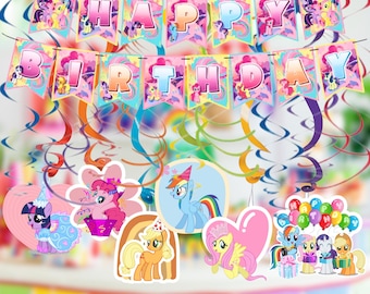 Little Pony Tableware banner plate cups napkins party supplies decoration happy birthday centerpiece decor baby shower boy girl kids
