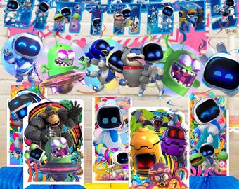 Astrobott Tableware banner plate cups napkins party supplies decoration happy birthday centerpiece decor baby shower boy girl kids