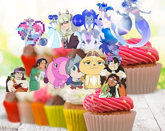 FREE Custom Knights of Guinevere Name/age Cake Topper cupcake LED Lights Shaker party supplies decoration happy birthday centerpiece decor