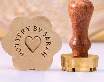 Tampon personnalisé pour poterie en laiton, outil en céramique signature personnalisé, cadeau pour potiers