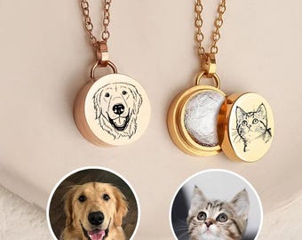 Collier commémoratif en fourrure d'animal de compagnie, bijoux commémoratifs en fourrure pour portrait d'animal de compagnie personnalisé, bijoux personnalisés gravés d'une photo de chien et de chat, souvenir d'animal de compagnie