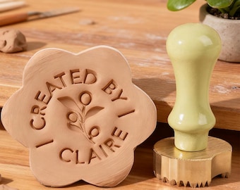 Pottery Stamp Personalised, Custom Pottery Stamp for Clay, Ceramic Signature Stamp，12mm Think Brass Pottery Tool, Gift for Potter Makers