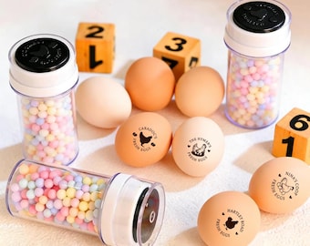 Custom Mini Egg Stamp Personalized Tiny Text Egg Stamp for Fresh Eggs Backyard Chicken Coop Use