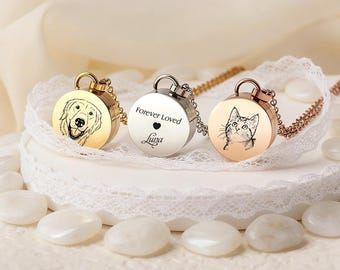 Collier souvenir personnalisé, souvenir en poils d'animal de compagnie, cadeaux commémoratifs pour elle, médaillon en verre pour bijoux de crémation, perte d'un animal de compagnie