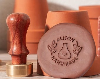 Tampon de poterie en laiton personnalisé, outil de signature en argile personnalisé, moule de marquage en céramique, cadeau d'artiste potier