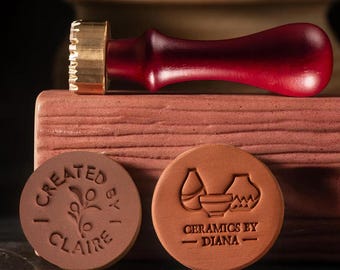 Tampon en argile personnalisé, Tampon de poterie personnalisé, Tampon de signature en céramique pour poterie, Tampon de logo personnalisé pour argile, Cadeau d'outil de poterie