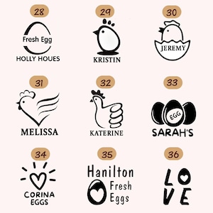 Personlig text- och ikonäggstämpel, anpassad livsmedelssäker färskäggstämpel för hönshus i trädgården bild 6