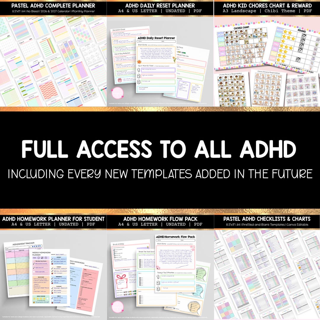 Planner Pass ADHD Digital Planner Templates Lifetime Access Pass - Etsy