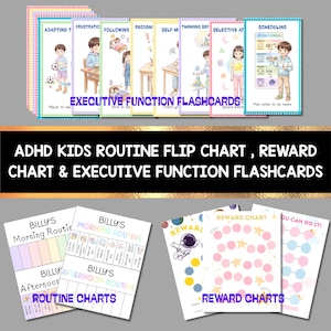Tabla de recompensas y rutinas para niños con TDAH. Tarjetas didácticas sobre la función ejecutiva: imágenes prediseñadas gratuitas para tareas domésticas.