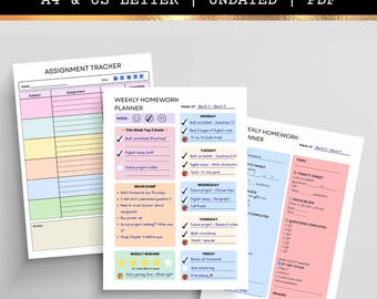 ADHD Homework Planner & Assignment Tracker | Pastel Student Organizer (PDF)