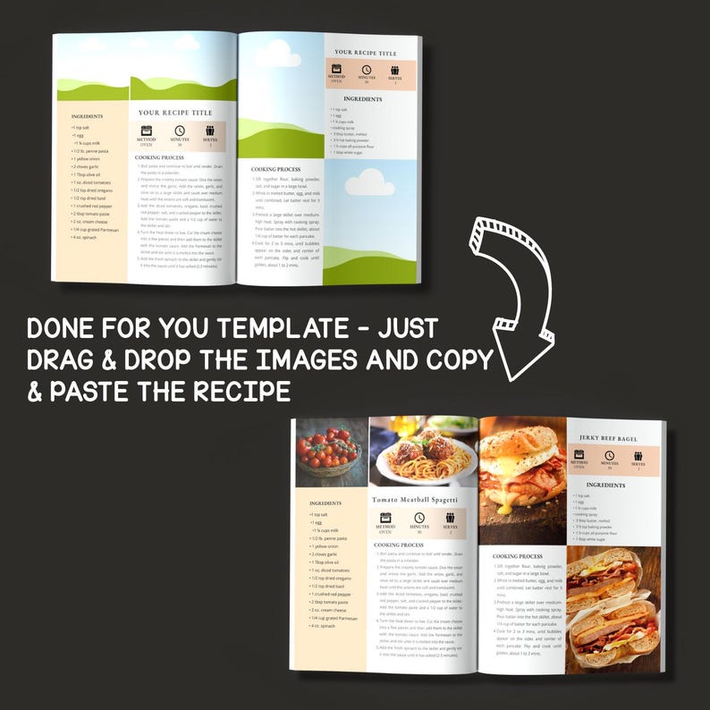 Canva Recipe Book Template, 80 Page Customizable Cookbook, DIY Journal