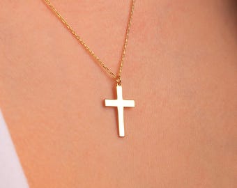 Silver Cross Necklace, Sterling silver, Gold cross, Dainty cross, gift for her, necklaces for women, Baptism Gift, Minimalist Necklace