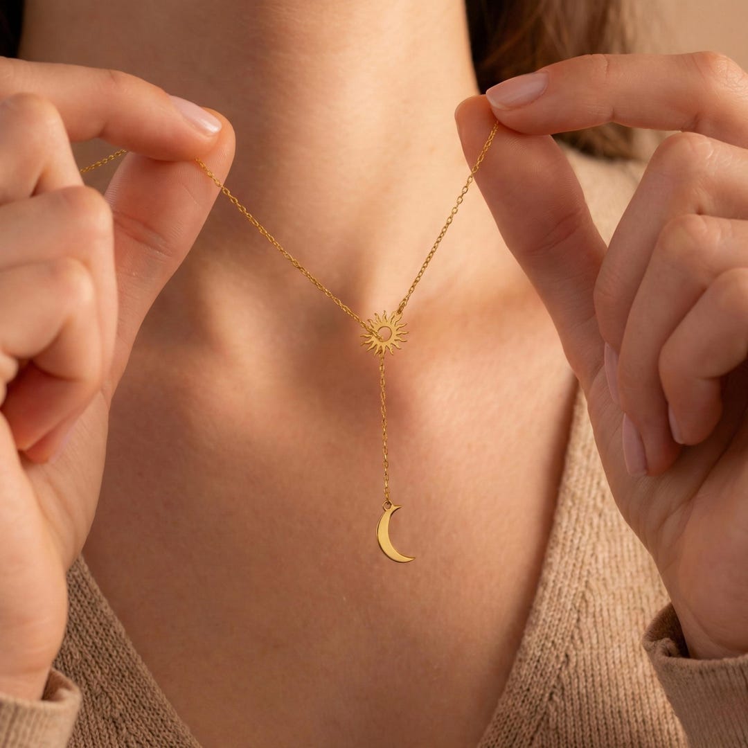 Sun and Moon Necklace, Sterling Silver Celestial Jewelry Gift ...