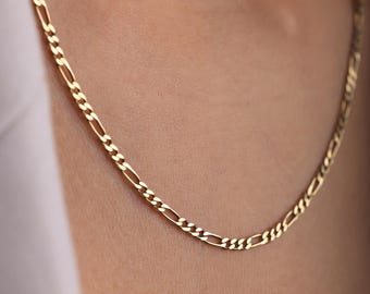 Figaro Kette Gold, Gold Figaro Gliederkette, zierliche Halskette, Minimalistische Goldkette, jeden Tag Schmuck Geschenk für sie, Geschenk für ihn