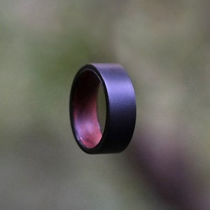 Iron Wood Wedding Band - Simple Tungsten Ring for Men - Simple Black Jewelry