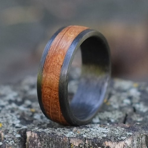 Whiskey Barrel Ring Oak and Carbon Fiber Ring Etsy