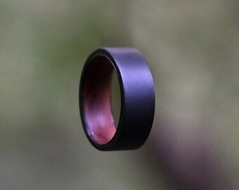 Iron Wood Wedding Band - Simple Tungsten Ring for Men - Simple Black Jewelry
