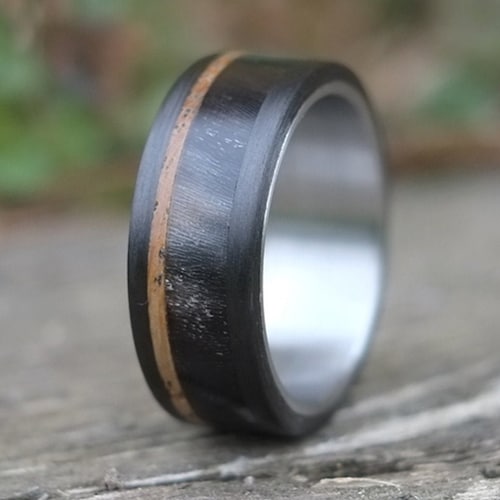 Bison Horn With Whiskey Barrel and Carbon Fiber Ring - Etsy
