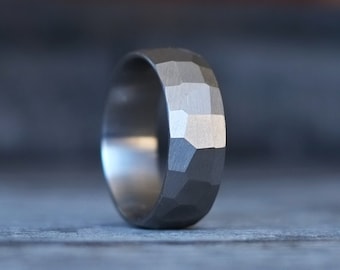 Textured Titanium Band - Mens Wedding Ring - Minimalist Design