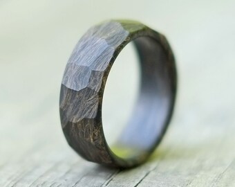 Forged Carbon Fiber Ring - Golden Black Matrix Mens Wedding Band - Made in Canada