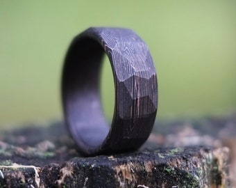 Black and Coral Ring - Carbon Fiber Ring with Coral Resin Matrix - Mens Ring Made in Canada