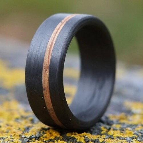 Whiskey Barrel Oak and Carbon Fiber Ring Etsy
