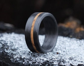 Whiskey Barrel Oak and Carbon Fiber Ring